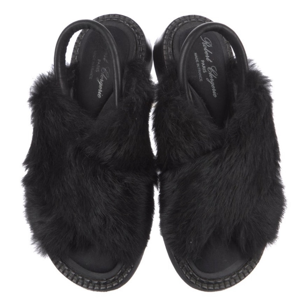 Robert Clergerie Leather and Fur Sandals